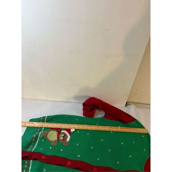 Keren Hart large green red button Christmas sweater usa Bears - Picture 6 of 6